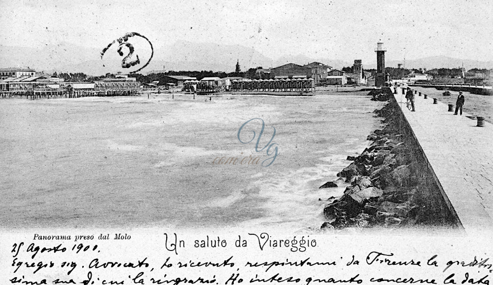 Spiaggia e vecchio faro Viareggio Anno 1900