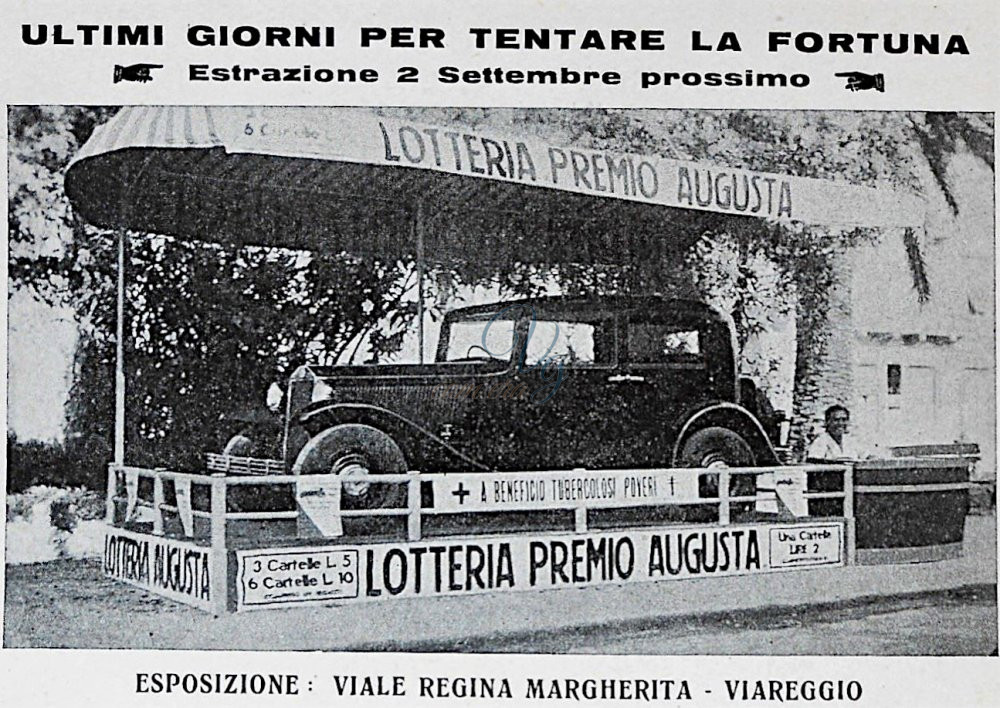 Lotteria premio Augusta Viareggio Anno 1929