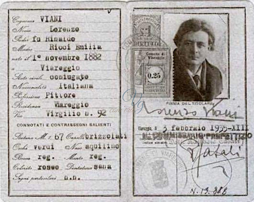 Carta di identità Viareggio Anno 1935