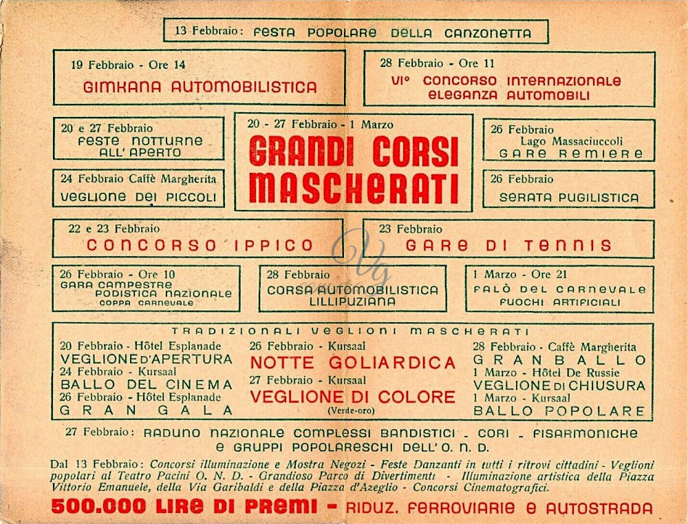 Programma del Carnevale Viareggio Anno 1938