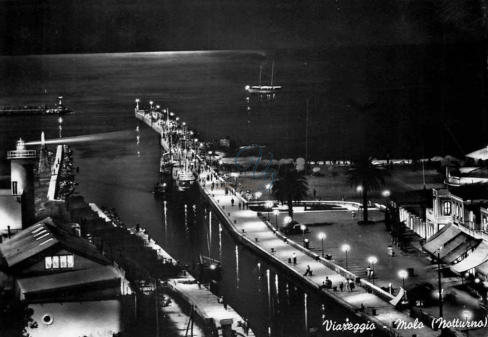 Molo in notturna Viareggio Anni '50