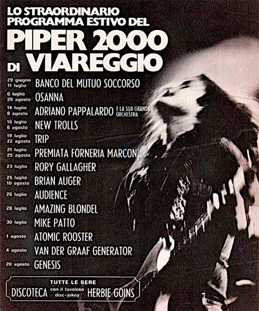 Programma estivo Piper Viareggio Anno 1972