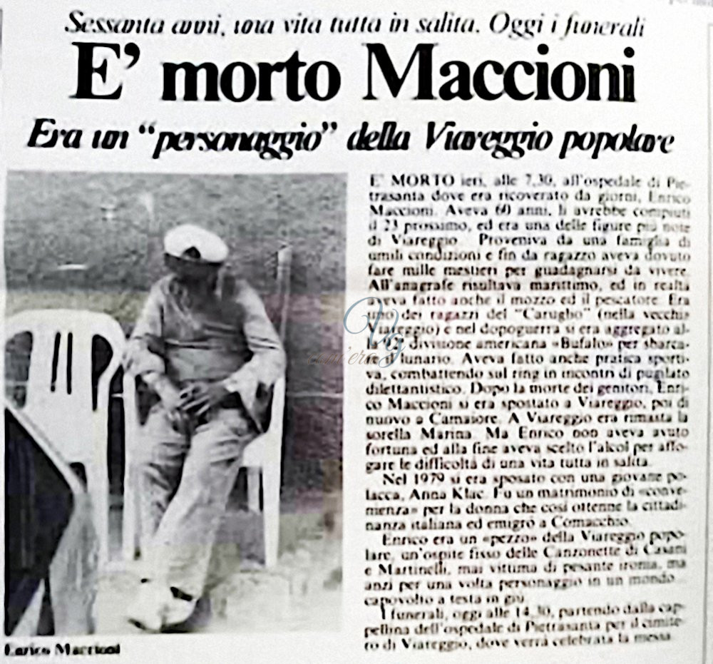 E’ morto Maccioni Viareggio Anni '80