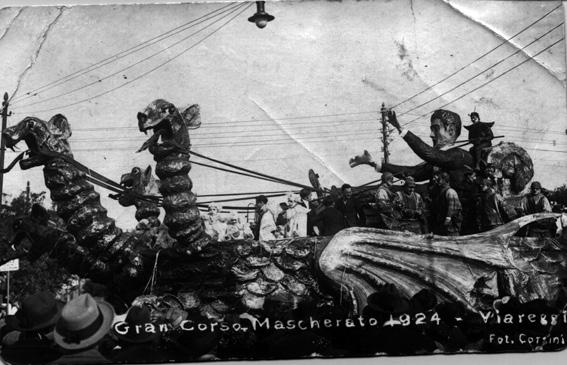 Il drago ovvero sogno dopo orgia carnevalesca di Raffaello Tolomei - Carri grandi - Carnevale di Viareggio 1924