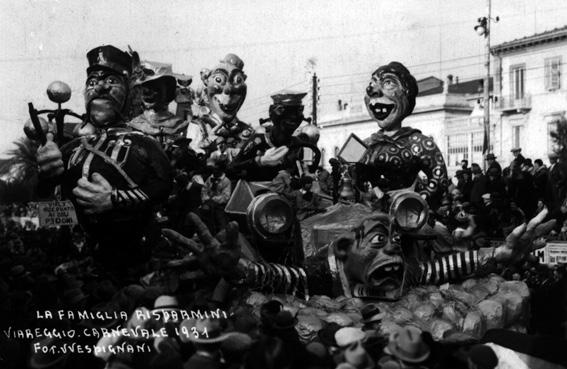 La famiglia Risparmini viene a Viareggio di Enzo Battistini - Carri piccoli - Carnevale di Viareggio 1931