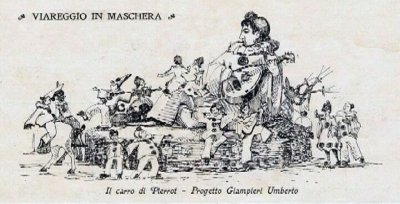 bozzetto Il carro di Pierrot di Umberto Giampieri - Carri grandi - Carnevale di Viareggio 1923