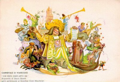 bozzetto Chi vuol esser lieto sia di Carlo Vannucci e Sandro Bertuccelli - Carri grandi - Carnevale di Viareggio 1953