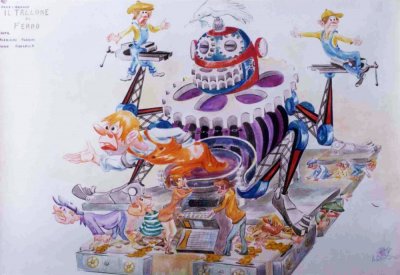 bozzetto Il tallone di ferro di Davino Barsella, Valeriano Pardini - Carri grandi - Carnevale di Viareggio 1969