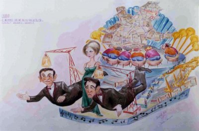 bozzetto Quel motivo che ci passa per la testa di Amedeo Mallegni, Fabio Malfatti - Carri grandi - Carnevale di Viareggio 1969