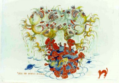 bozzetto Per un mondo nuovo di Giovanni Lazzarini - Carri grandi - Carnevale di Viareggio 1971