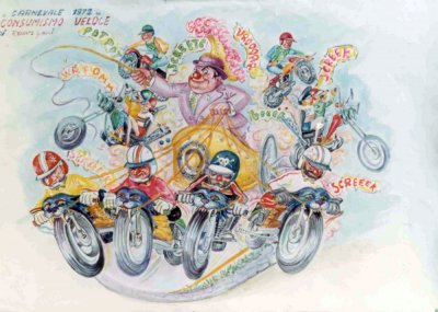 bozzetto Consumismo veloce di Renato Galli - Carri grandi - Carnevale di Viareggio 1972