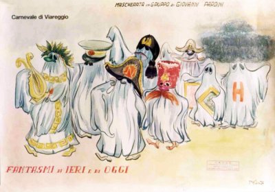 bozzetto Fantasmi di ieri e di oggi di Giovanni Pardini - Mascherate di Gruppo - Carnevale di Viareggio 1976