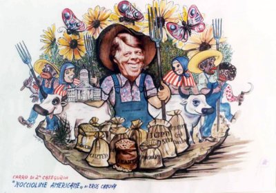 bozzetto Noccioline americane di Eros Canova - Carri piccoli - Carnevale di Viareggio 1977