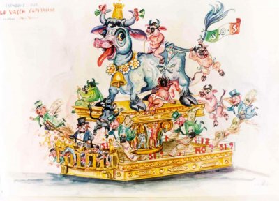 bozzetto La vacca capitolina di Carlo Vannucci - Carri grandi - Carnevale di Viareggio 1979