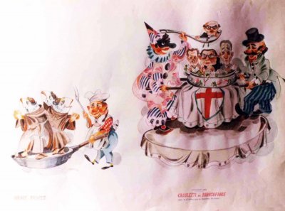 bozzetto Cavoletti al bianco fiore di Giuseppe Palmerini - Carri piccoli - Carnevale di Viareggio 1982
