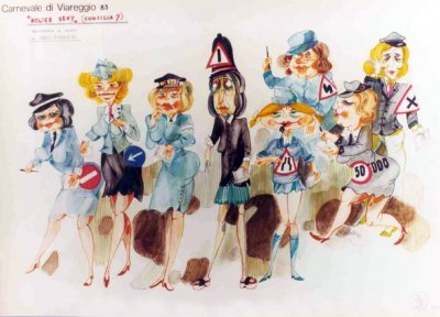 bozzetto Concilia? di Carlo Bomberini - Mascherate di Gruppo - Carnevale di Viareggio 1983