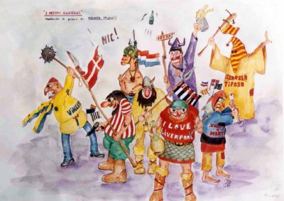 bozzetto I nuovi barbari di Roberto Musetti - Mascherate di Gruppo - Carnevale di Viareggio 1986