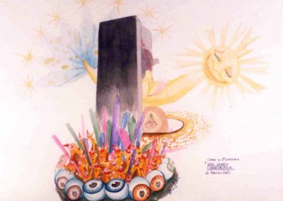 bozzetto 2001 genesi carnevalesca di Fabrizio Galli - Carri piccoli - Carnevale di Viareggio 1988