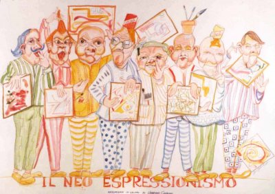 bozzetto Il neoespressionismo di Umberto Cinquini - Mascherate di Gruppo - Carnevale di Viareggio 1988