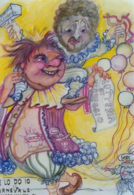 bozzetto Te lo do io il carnevale di Floriano Marchi - Maschere Isolate - Carnevale di Viareggio 1989