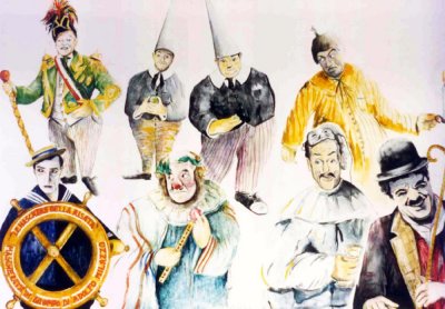 bozzetto Le maschere della risata di Adolfo Milazzo - Mascherate di Gruppo - Carnevale di Viareggio 1990