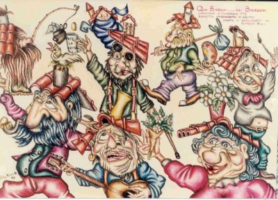 bozzetto Quei birboni... dei barboni di Alfredo Ricci - Mascherate di Gruppo - Carnevale di Viareggio 1993