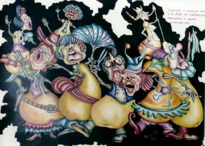 bozzetto L’o...pere di cartapesta di Alfredo Ricci - Mascherate di Gruppo - Carnevale di Viareggio 1994