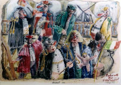 bozzetto Occhio alla toga di Adolfo Milazzo - Mascherate di Gruppo - Carnevale di Viareggio 1994