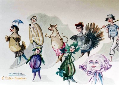 bozzetto Va pensiero di Giorgio Bomberini - Mascherate di Gruppo - Carnevale di Viareggio 1994