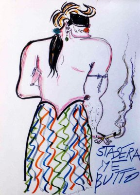 bozzetto Stasera me butto di Gionata Campanaro - Maschere Isolate - Carnevale di Viareggio 1995