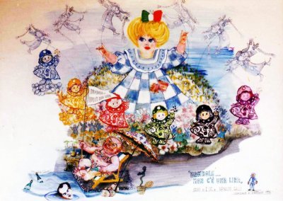 bozzetto Bambole non c’è una lira di Arnaldo Galli - Carri grandi - Carnevale di Viareggio 1996