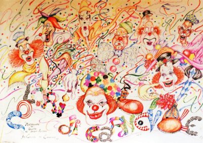 bozzetto Colori di carnevale di Massimo Breschi - Mascherate di Gruppo - Carnevale di Viareggio 1996