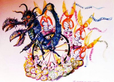 bozzetto È tempo di dire basta di Roberto Vannucci - Carri piccoli - Carnevale di Viareggio 1996