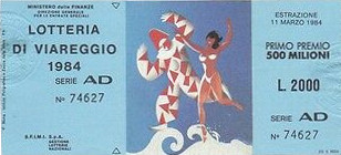 Biglietto lotteria di Viareggio 1984